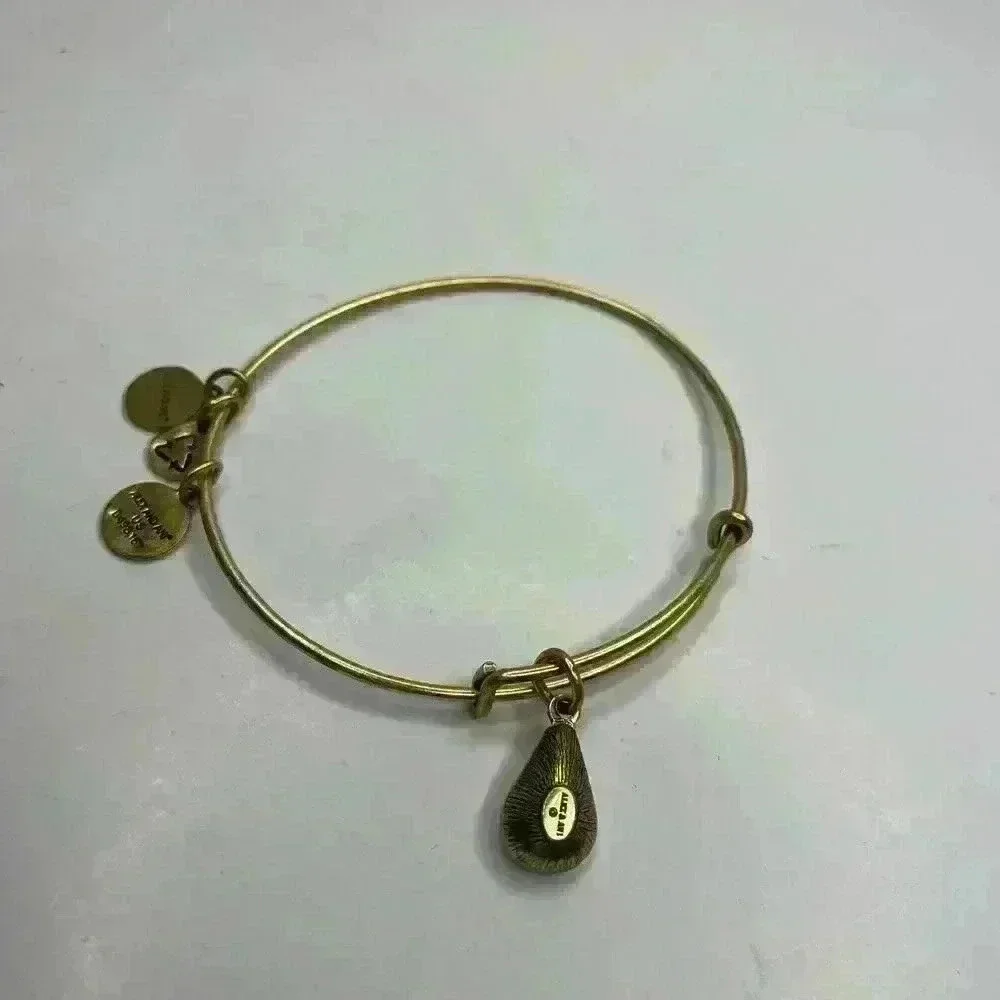 Alex And‎ Ani Gold Tone Charm Bangle Bracelet Dangle Gemstone Dainty Minimalist